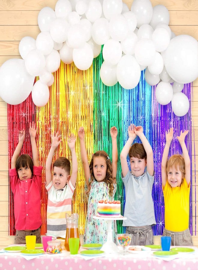 ojustbeok Rainbow Party Backdrop Balloon Arch Kit - Cloud Birthday Photo Props Booth Backdrops, Balloon Garland, Fringe Curtains for Wedding, Baby Shower Decor, Photography Supplies - Image 4